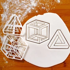 Impossible Cube & Triangle Cookie Cutters -mathematics geometry optical illusion