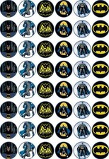 48 x 3 CM BATMAN EDIBLE WAFER PAPER CUPCAKE/FAIRY CAKE TOPPERS