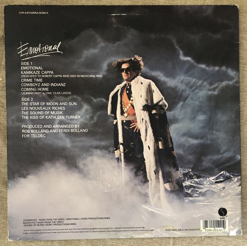 Emotional by Falco (LP, 1986) Promo - Picture 2 of 2
