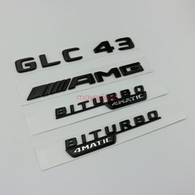 Pair Of Black GLC43 + AMG Replacement Emblem Badges For Mercedes Trunk Liftgate
