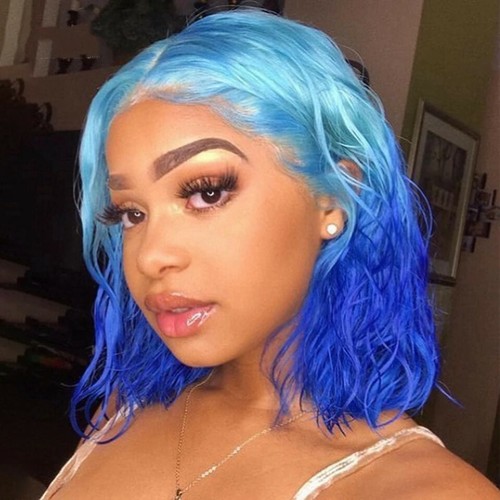 blue short wig