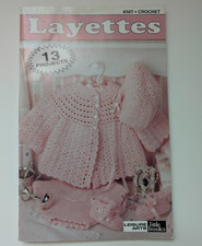 1990 Layettes Knit Crochet PATTERN 13 Projects Gown Sweater Bootie Bonnet Afghan