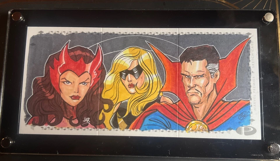 2017 UD MARVEL PREMIER AVENGERS DR. STRANGE 3 PANEL ARTIST SKETCH CARD SP# 1/1 - Image 3 of 4