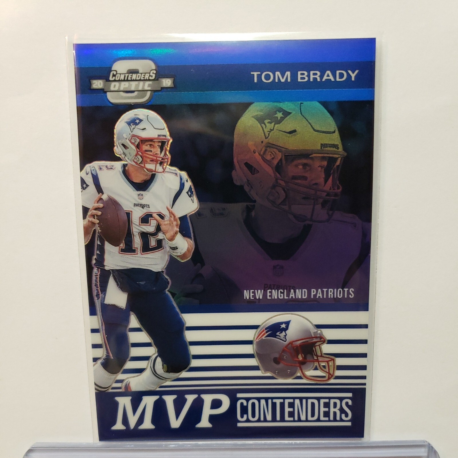 2019 Panini Contenders Optic Tom Brady Blue 75/99 MVP Contenders Patriots MVP-TB