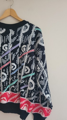 Maglione vintage nero bianco patterened taglia media Crosby Coogi - Foto 2 di 5