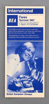 BEA BRITISH EUROPEAN AIRWAYS AIRLINE FARES BROCHURE SUMMER 1967 CABIN CREW PIC