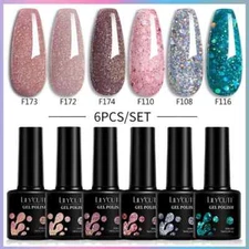 6Pcs/Set Nail Gel Polish Gel Colorful Top Coat Soak Off Gel Nail Gel Art Varnish