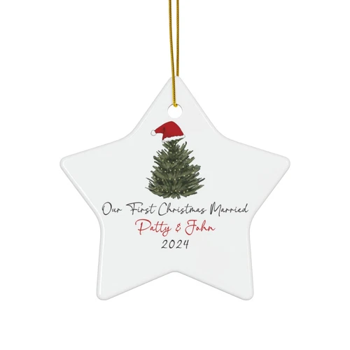 First Christmas Married Ornament Personalized Gift for Couple Custom Wedding