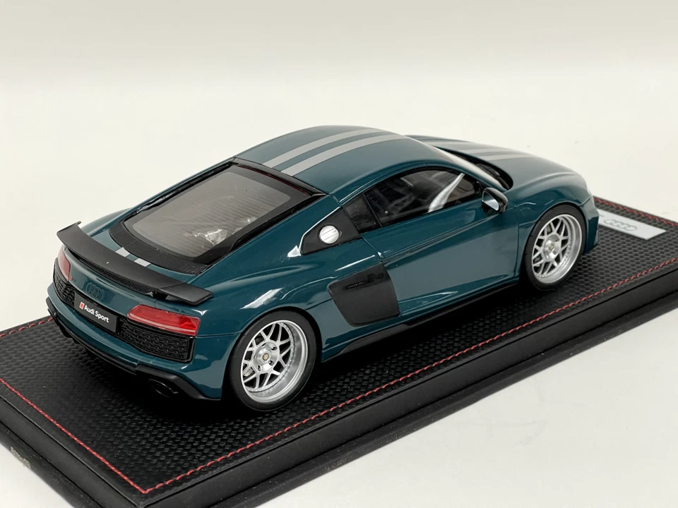 1/18 GT Spirit Audi R8 de 2019 en verde plata raya GT863 cuero AB101 Foto 3 de 4