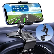 360° Rotating Clip On Car Dashboard Phone Holder Clamp Mount Stand for 4-7 Inch