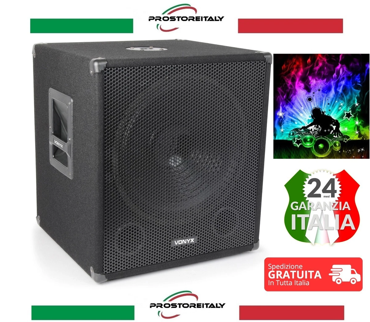 Monitor DJ Skytec 100W – Coppia Passiva, Woofer 115 Mm, Risposta 70Hz-20kHz, Colore Nero