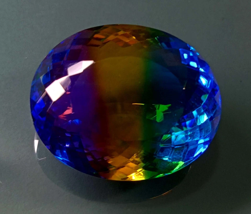 Piedra preciosa suelta bicolor 86-88 quilates corte ovalado turmalina natural certificada KH443 Foto 4 de 4