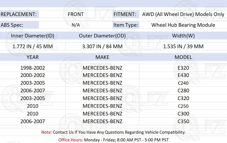 [DELANTERO (cantidad 1)] 513130 cojinete de rueda [84 mm OD] para Mercedes-Benz E320 1998-2002 Foto 2 de 4