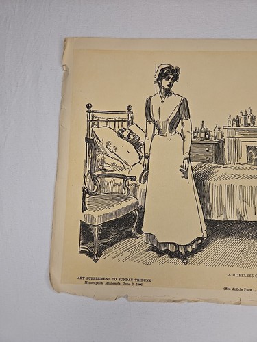 Charles Dana Gibson Girl 1906 "A Hopeless Case" impresión original. - Imagen 2 de 5
