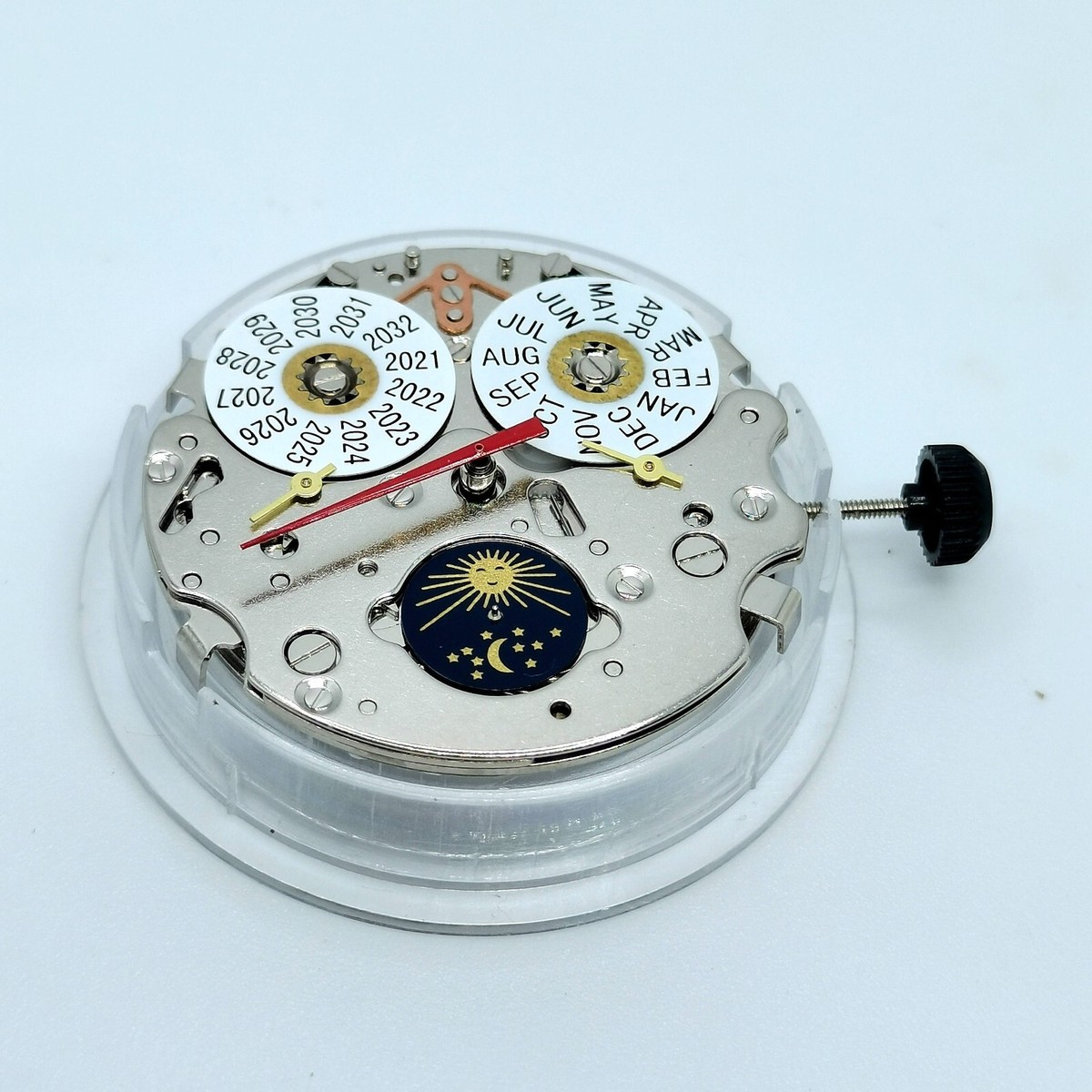 星形ミッドセンチュリー置時計 watch automatic movement st1655 sun and moon phase calendar month