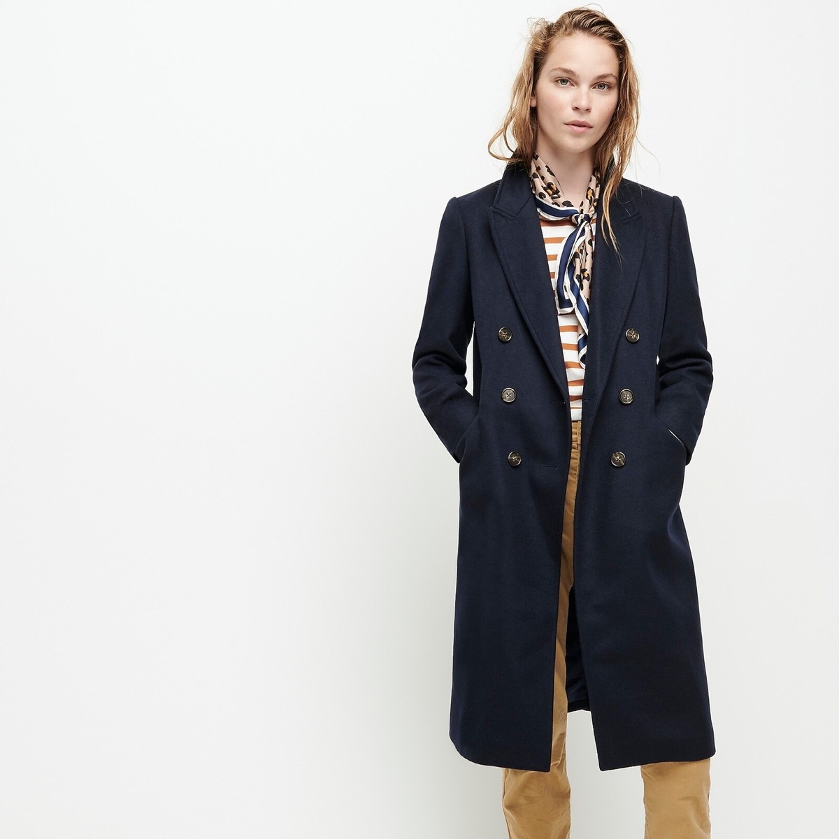 NWT J.Crew DOUBLE-BREASTED TOPCOAT IN WOOL CASHMERE Sz00 Navy $398