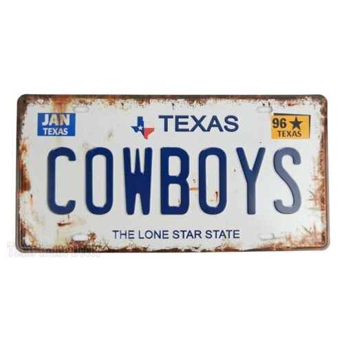 Rustikales Dallas Cowboys Nummernschild geprägtes Blechmetall Texas The Lone Star State - Bild 1 von 4