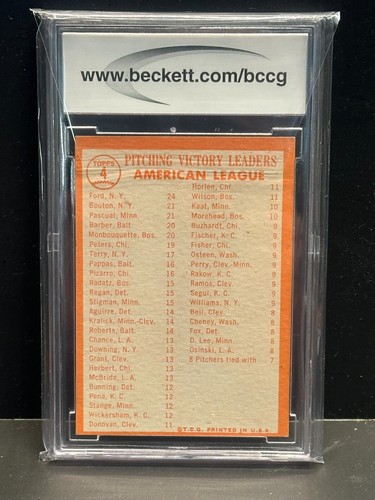 Whitey Ford Pascual 1964 Topps #4 AL Pitching Leaders BCCG 9 NM or Better HOF - Picture 2 of 2