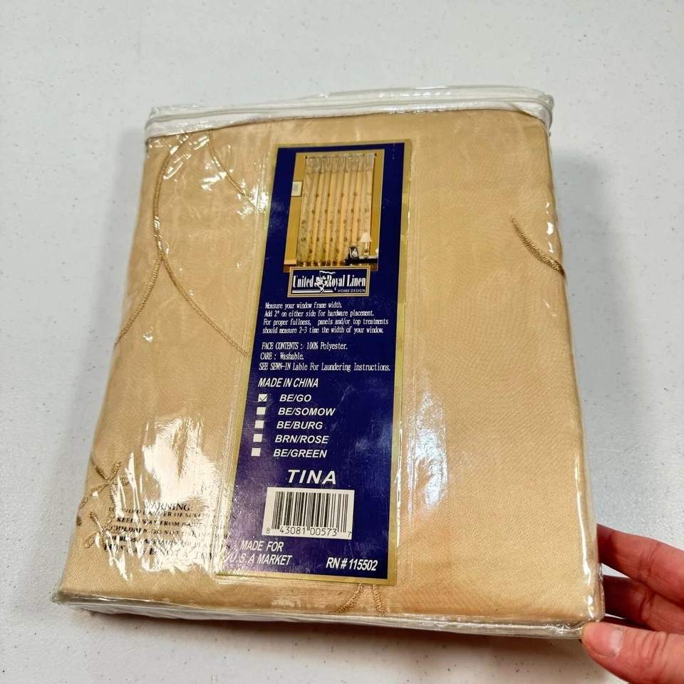 Panel cortina lino real unido beige flores tina moderno Foto 4 de 4