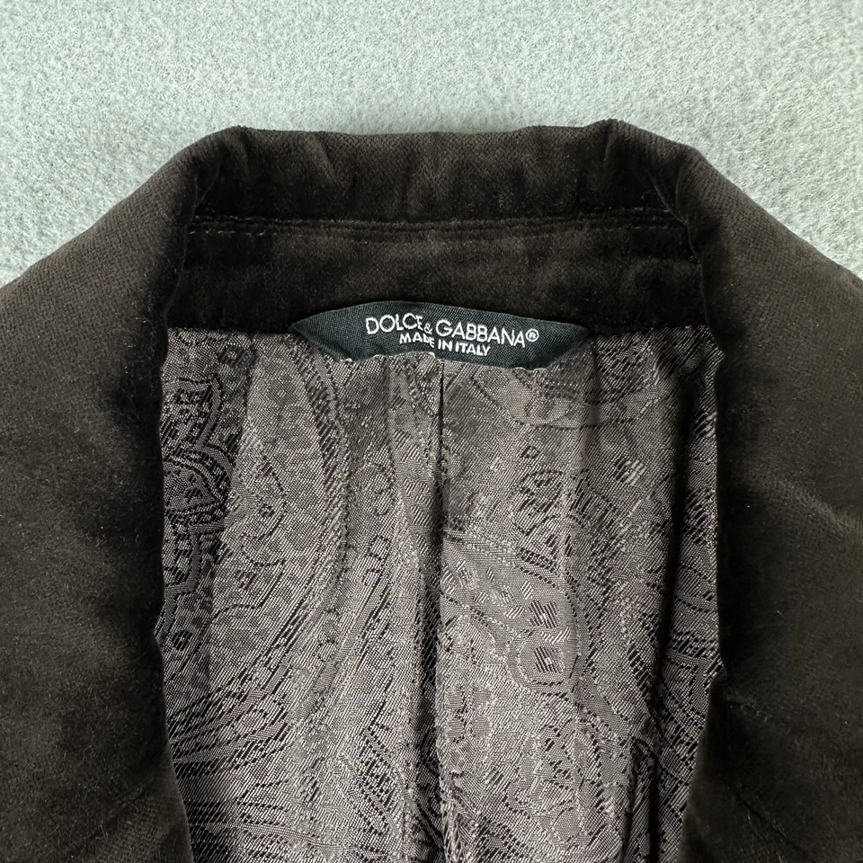 Dolce And Gabbana Blazer Men’s Small Brown Velvet 2 Button Notch Collar Lined - Image 3 of 4