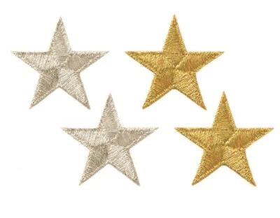 MONO QUICK MonoQuick 0650x Sterne 2er Set, Bügelbild, Patch, ca. 3 cm Silber oder Gold