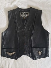 Harley Davidson Wn XL Genuine Leather Biker Vest EUC Vntg 1990 By HD Vendor 