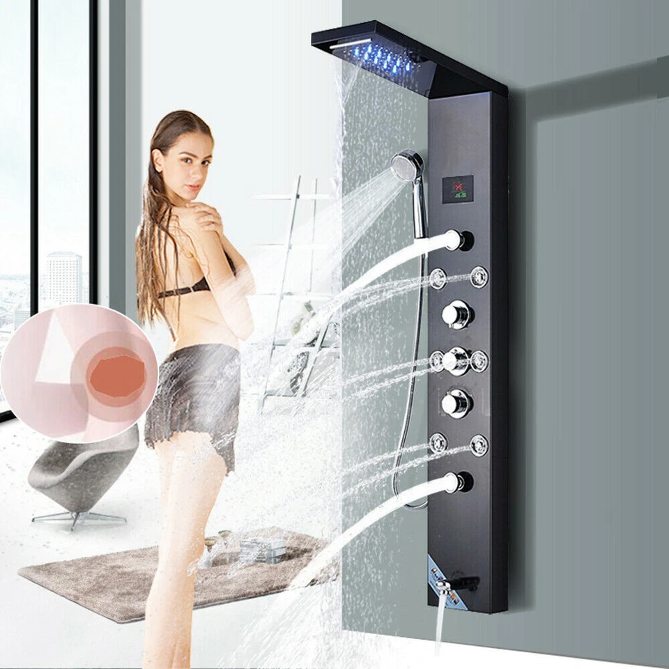 Duschpaneel Edelstahl LED Wasserfall Regendusche Massage Duschsäule Duscharmatur