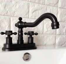 Oil Rubbed Bronze 4 in. Centerset Bathroom Faucet Swivel Basin Mixer Tap
