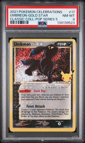 2021 POKEMON CELEBRATIONS CLASSIC COLL #17 UMBREON-GOLD STAR PSA 8