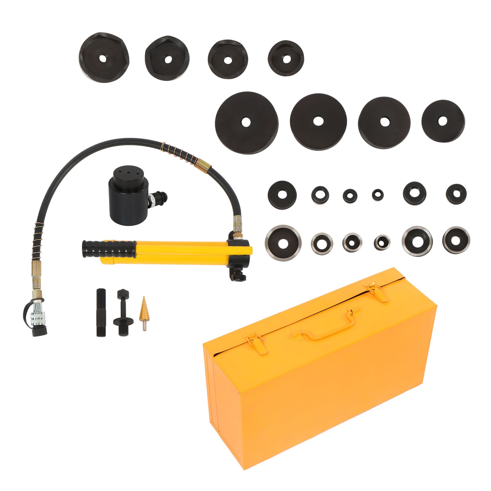 15 Ton 1/2" to 4" Hydraulic Knockout Punch Driver Tool Kit with 10 Dies