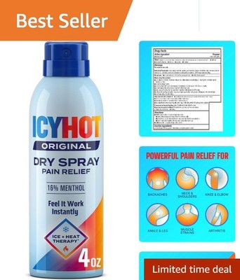 4 oz Pain Relief Dry Spray with Ice & Heat Contrast Therapy for Instant Comfort