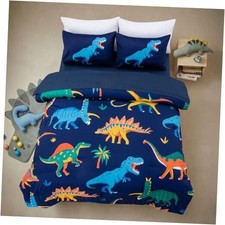 - for Kids Boys Dinosaurs Printed on Navy Bedding Set,5Pcs Bed Twin-5PCS Blue