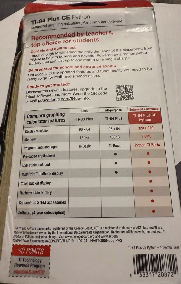 Texas Instruments Ti-84 Plus CE Python Graphing Calculator Mint Green / NEW - Image 3 of 3