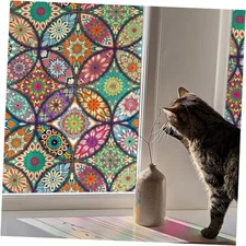 Stained Glass Window Film Privacy Decorative Tinting 78.7"x17.3" Multicolor