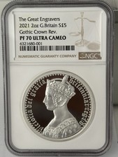 2021 2oz Gothic Crown Portrait Great Engravers Silver Proof Coin NGC Graded PF70