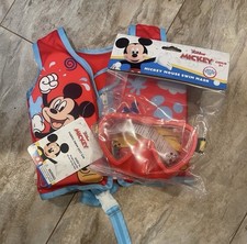 Disney Mickey Mouse Fabric Swim Vest Kids Red Blue Size S/M Ages 1 Up to 40 lbs