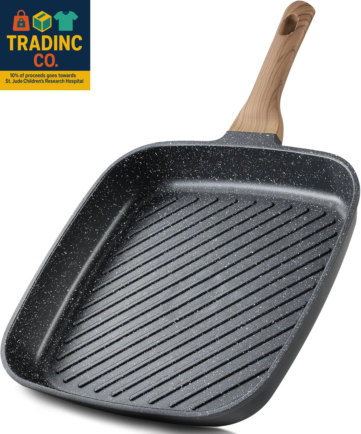 11 Inch Nonstick Grill Pan for Steak - Premium Granite Nonstick Coating, Square