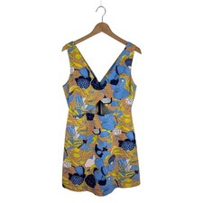 Zara Retro Floral Cutout Mini Dress L Cotton Mod 70's