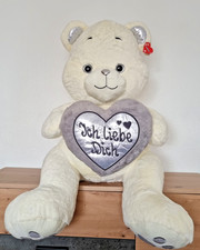 Plüschtier Teddybär XXL ca. 85 cm, creme-weiß Herz *Ich Liebe Dich* Glitzeraugen