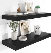 12" Deep 36"W x 12"D x 2"H, Set of 2, Black, 12"deep 