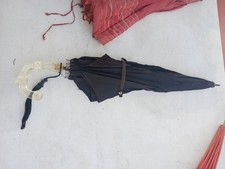 1930s Vintage Parosol With Clear Carved Lucite/celluloid Hook Handle