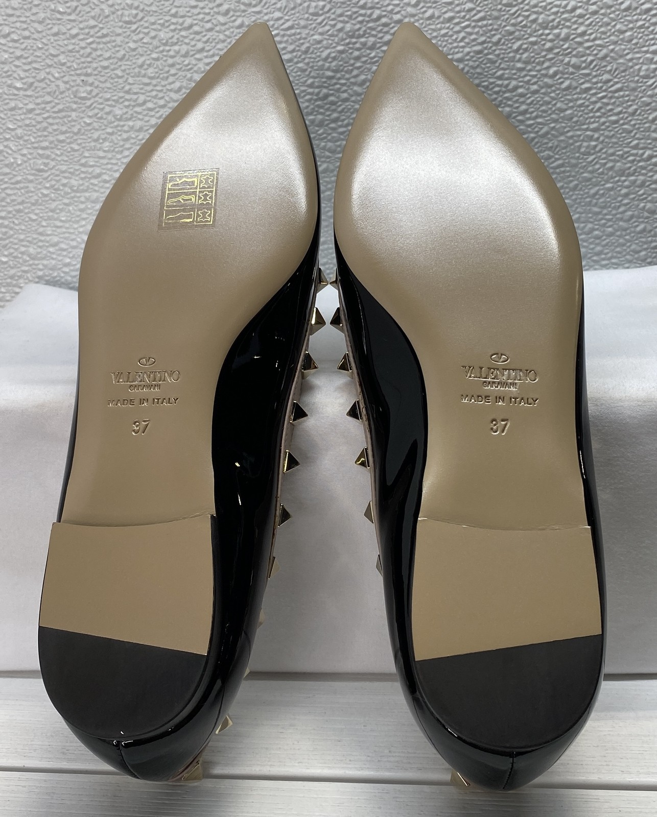 Valentino Garavani Patent Rockstud Ballet Women's Size 7 Leather Black Poudre thumbnail 6