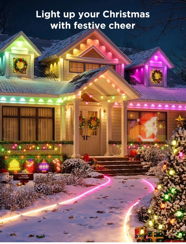 Cadena de luces inteligentes para exteriores Govee 2, 144 pies RGBIC luces para exteriores con regulable Foto 2 de 4