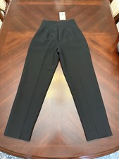 Zara Women's Black Pleated High Waisted Straight Trouser Dress Pants Size XS
