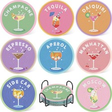 8 Pcs Cocktail Diamond Art Coasters Kit for Adults,