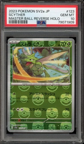Pokemon Scyther 151 sv2a Japanese Master Ball Reverse Holo #123 PSA 10 Gem Mint