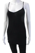 Enza Costa Womens Black V-Neck Sleeveless Camisole Polyester Size S