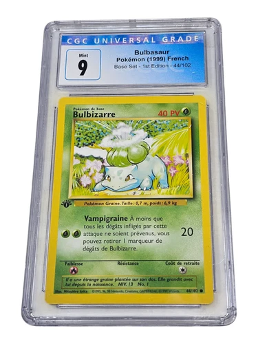 Bulbasaur (French) 44/102 Base Set Common 1st Edition CGC 9 Mint 7155