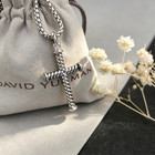 David Yurman Silver Cross Necklace 3mm Chain 17.7+2in Extendable Chain — photo 5