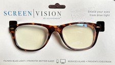 Screen Vision By ICU Eyewear Glare Eyestrain Blue Light Modern Round Brown NEW